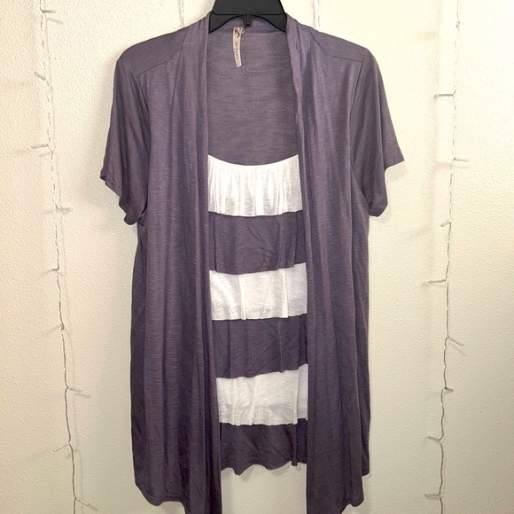 Andrea Missy Ruffled Layered Cardigan Top - Picture 1 of 6